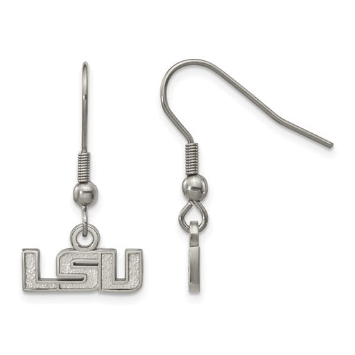 Stainless Steel LogoArt Louisiana State University L-S-U Dangle Wire Earrings