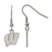 Stainless Steel LogoArt University of Wisconsin Letter W Dangle Wire Earrings