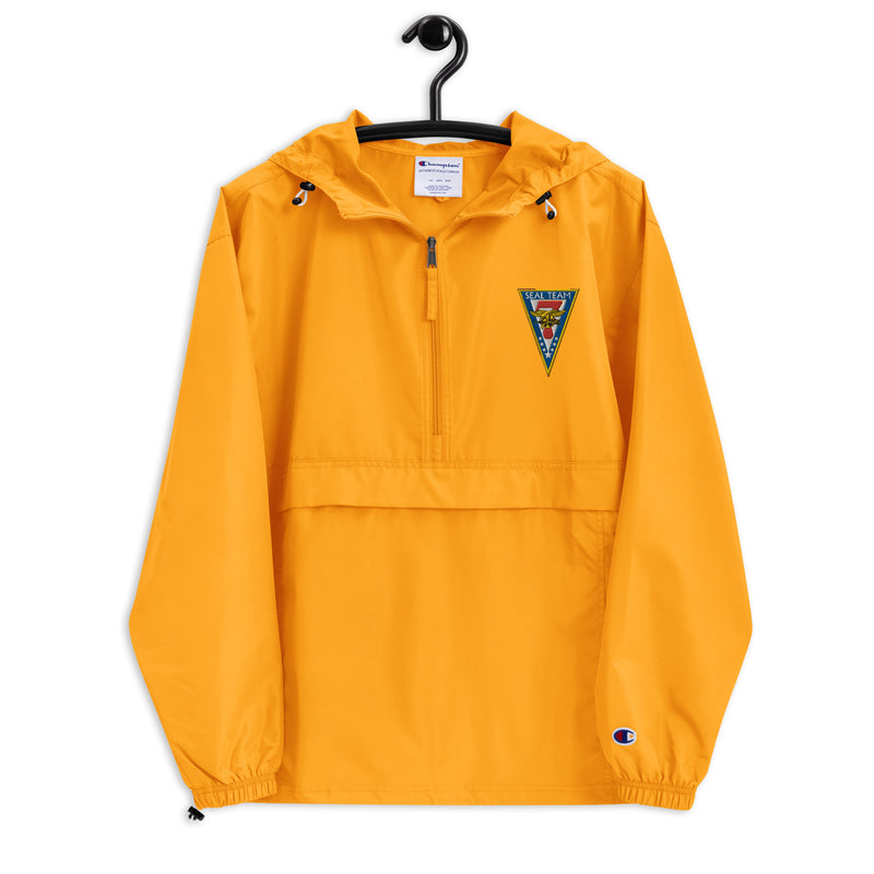 Navy Seal Team 7 Gold Champion packable jacket with a detailed embroidered logo