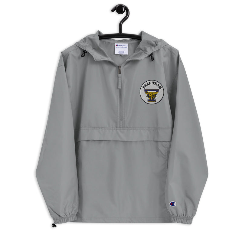 Navy Seal Team 5 Graphite Champion packable jacket with a detailed embroidered logo