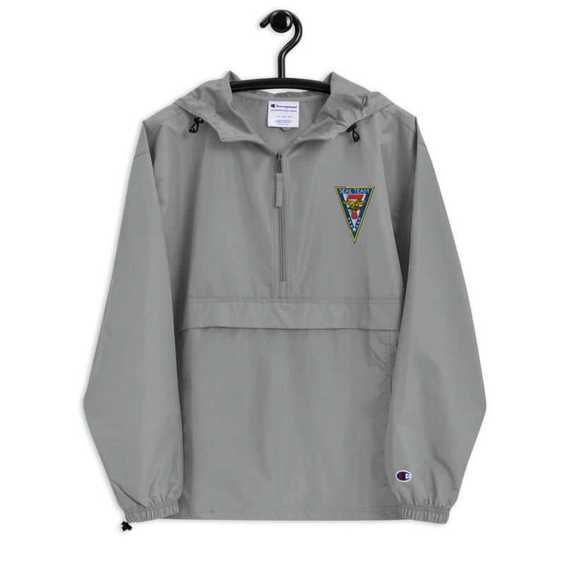 Navy Seal Team 7 Graphite Champion packable jacket with a detailed embroidered logo