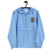 Navy Seal Team 8 Light Blue Champion packable jacket with a detailed embroidered logo