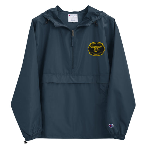 Navy Seal Team 3 Navy Champion packable jacket with a detailed embroidered logo