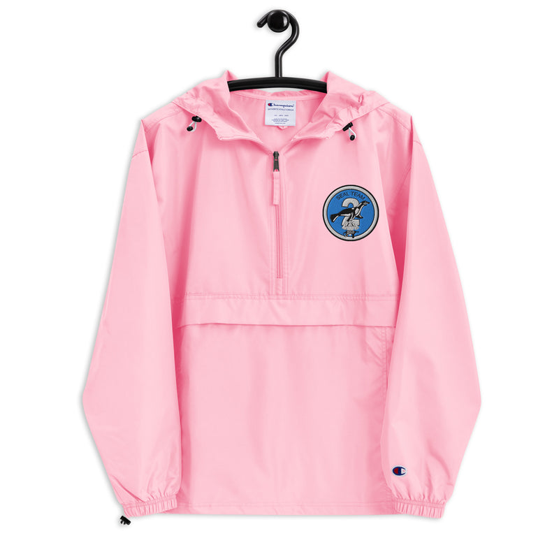 Navy Seal Team 2 Pink Champion packable jacket with a detailed embroidered logo