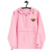 Navy Seals Pink Champion packable jacket with a detailed embroidered logo