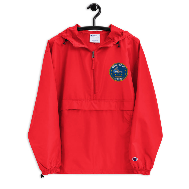 Navy Seal Team 4 Scarlet Champion packable jacket with a detailed embroidered logo