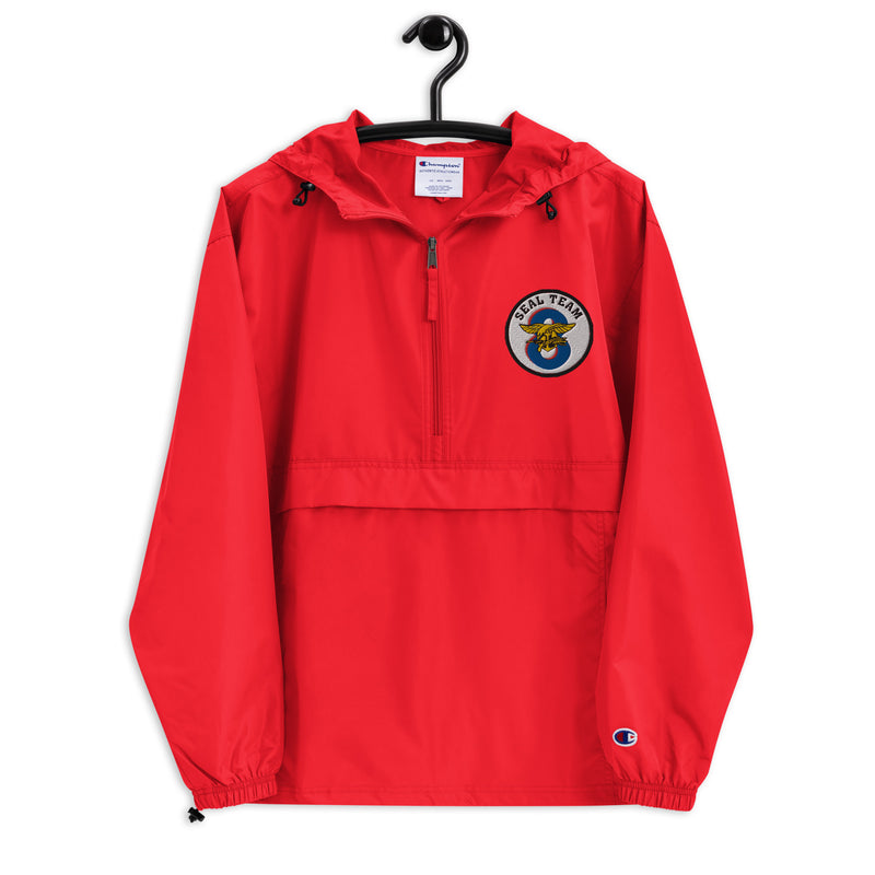 Navy Seal Team 8 Scarlet Champion packable jacket with a detailed embroidered logo