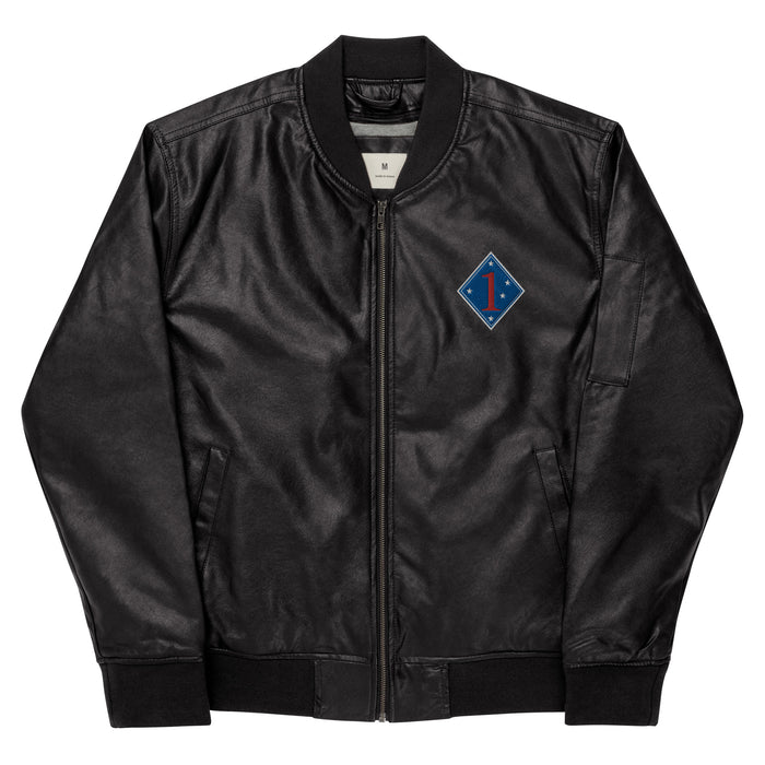 1st Marine Division Embroidered Leather Bomber Jacket