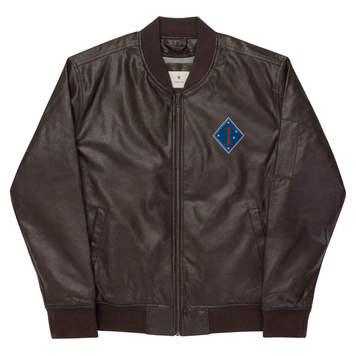 1st Marine Division Embroidered Leather Bomber Jacket