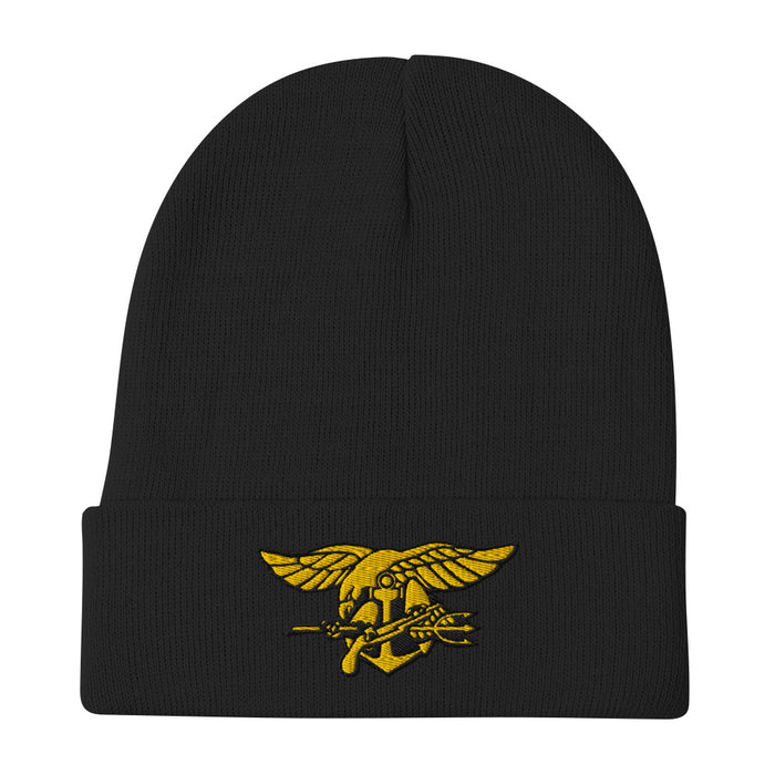 Navy Seals Embroidered Beanie - Black