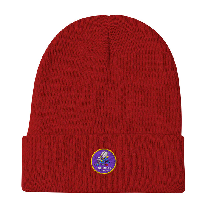 Navy Seabees Embroidered Beanie - Red