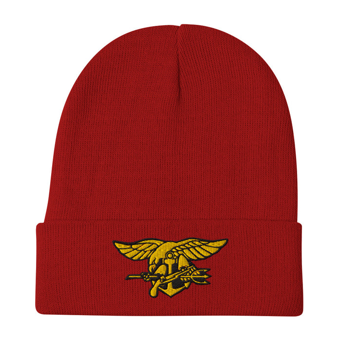 Navy Seals Embroidered Beanie - Red