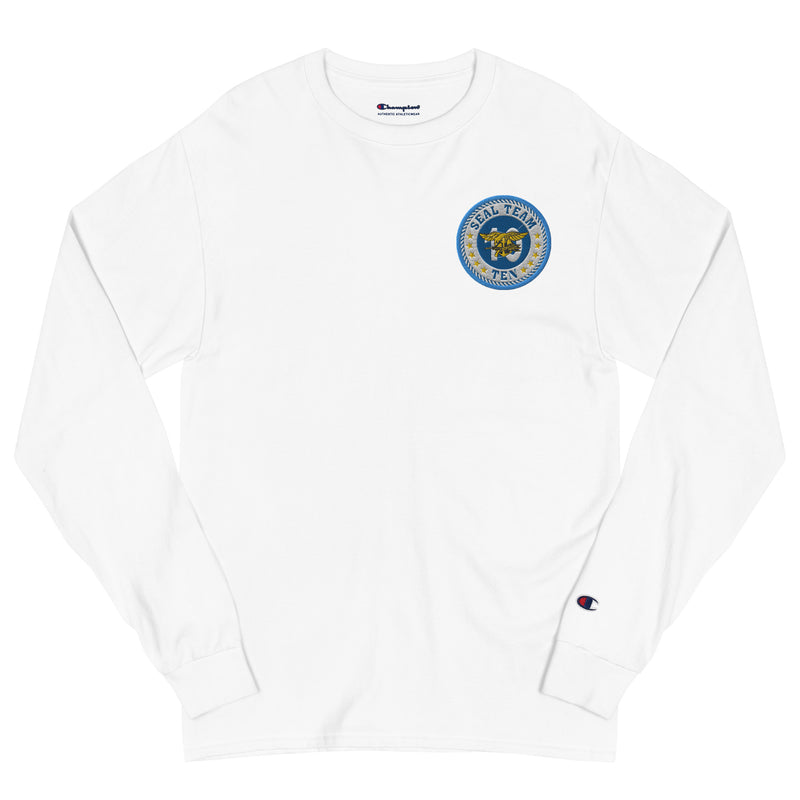 Seal Team 10 Men's Champion Long Sleeve Shirt - White