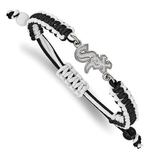 Stainless Steel Major League Baseball LogoArt Chicago White Sox Adjustable Cord Bracelet