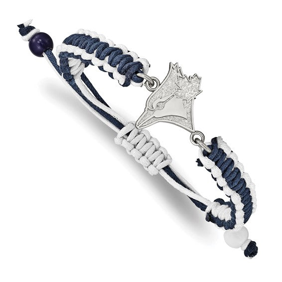 Stainless Steel Major League Baseball LogoArt Toronto Blue Jays Adjustable Cord Bracelet