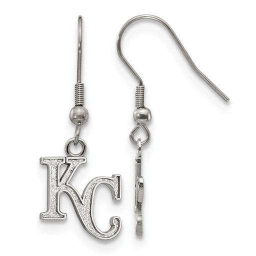 Stainless Steel Major League Baseball LogoArt Kansas City Royals K-C Dangle Earrings