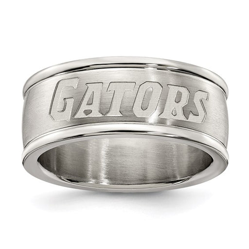 UNIV OF FLORIDA STAINLESS STEEL LOGO BAND RING SIZE 9