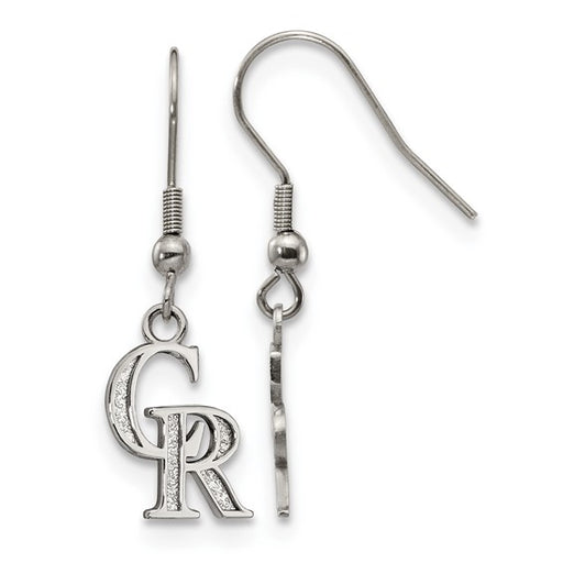 Stainless Steel Major League Baseball LogoArt Colorado Rockies C-R Dangle Earrings