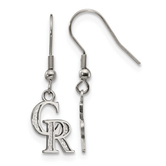Stainless Steel Major League Baseball LogoArt Colorado Rockies C-R Dangle Earrings