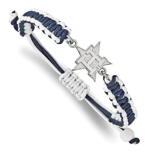 Stainless Steel Major League Baseball LogoArt Houston Astros Adjustable Cord Bracelet