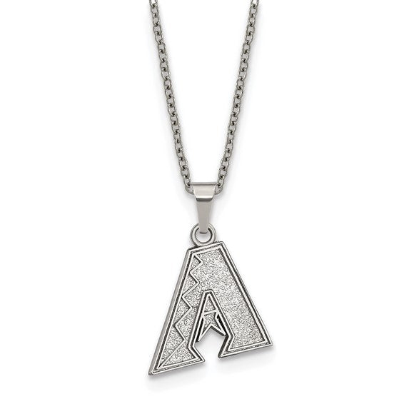Stainless Steel Major League Baseball LogoArt Arizona Diamondbacks w/2in ext Necklace