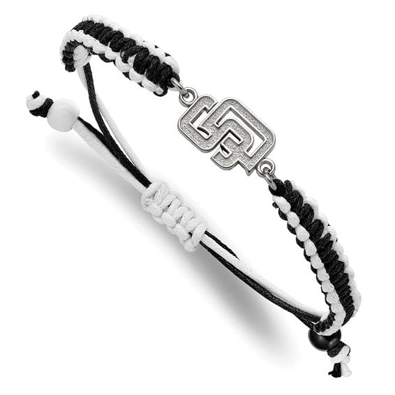 Stainless Steel Major League Baseball  San Diego Padres S-D Adjustable Cord Bracelet