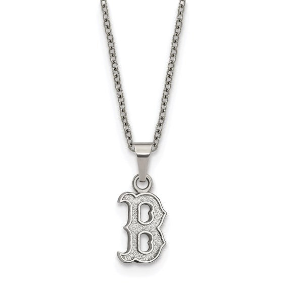 Stainless Steel Major League Baseball LogoArt Boston Red Sox w/2in ext Necklace