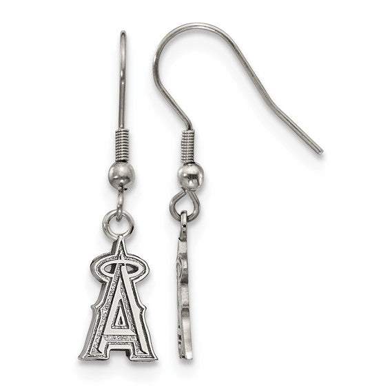 Stainless Steel Major League Baseball LogoArt Los Angeles Angels Dangle Earrings
