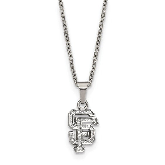 Stainless Steel Major League Baseball LogoArt San Francisco Giants w/2in ext Necklace