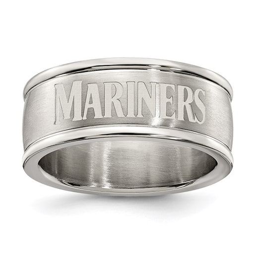 SEATTLE MARINERS STAINLESS STEEL LOGO BAND RING SIZE 9