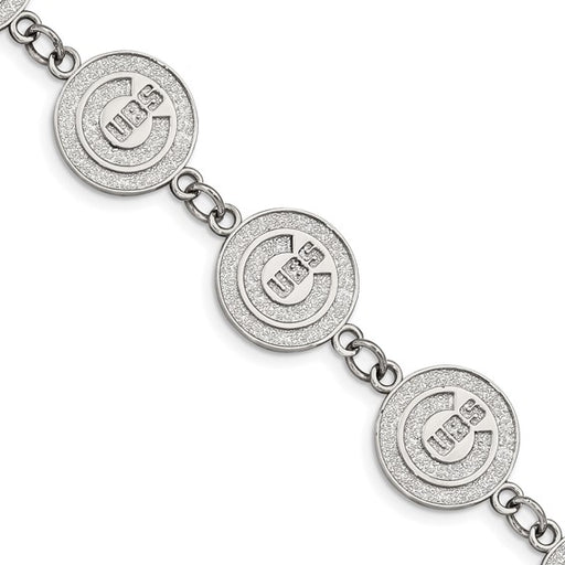 Stainless Steel Major League Baseball LogoArt Chicago Cubs w/1.5in ext Link Bracelet