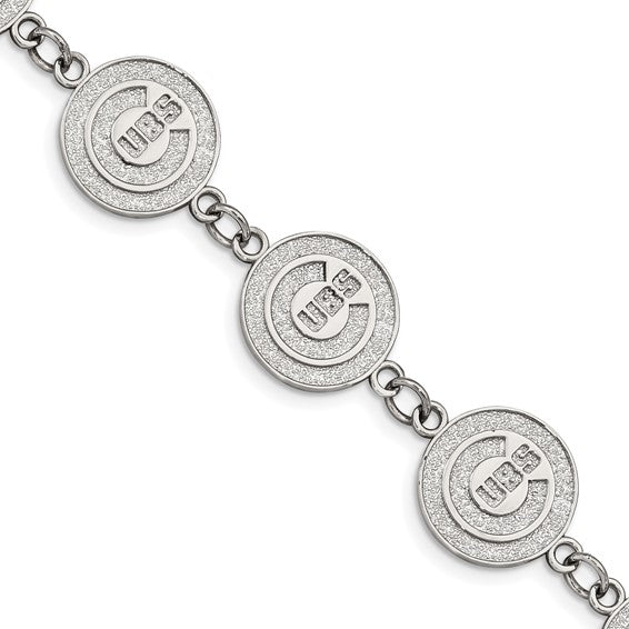 Stainless Steel Major League Baseball LogoArt Chicago Cubs w/1.5in ext Link Bracelet