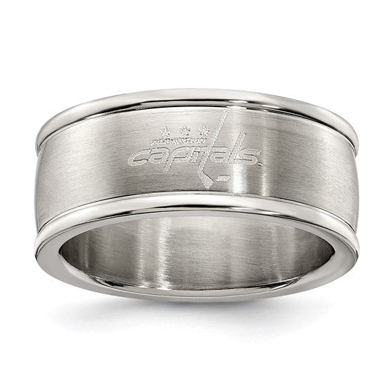 WASHINGTON CAPITALS STAINLESS STEEL LOGO BAND RING SIZE 8