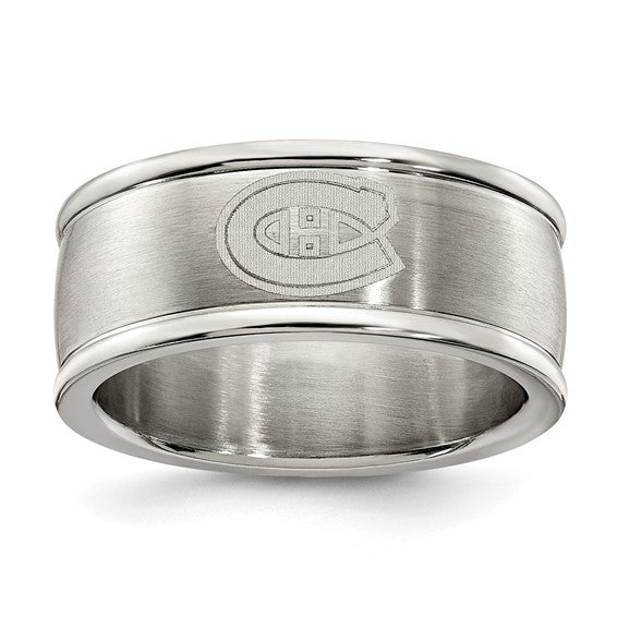 MONTREAL CANADIENS STAINLESS STEEL LOGO BAND RING SIZE 7