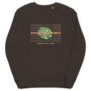 Unisex organic grey sweatshirt with "MOSHIACH VIBES" logo.