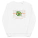 Unisex organic white sweatshirt with "MOSHIACH VIBES" logo.
