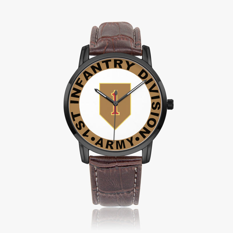 1st Infantry Division-Wide Type Black Watch with a Brown Leather Band