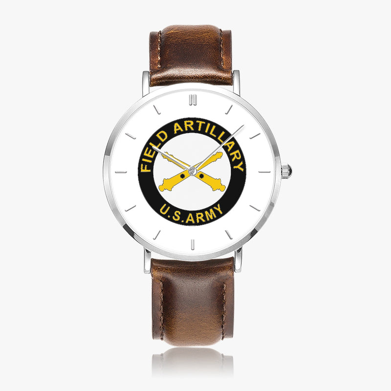 Top View - Field Artillery Ultra Thin Watch (Brown Strap)