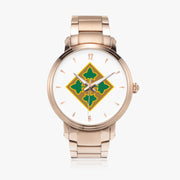 4th Infantry Division-46mm Automatic Steel Strap Gold Watch