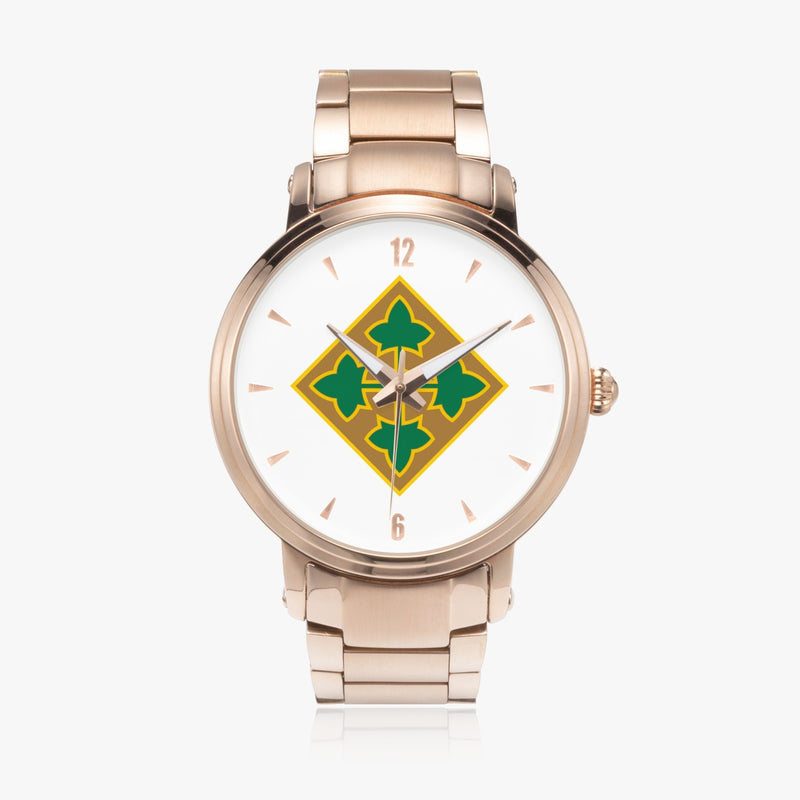 4th Infantry Division-46mm Automatic Steel Strap Gold Watch