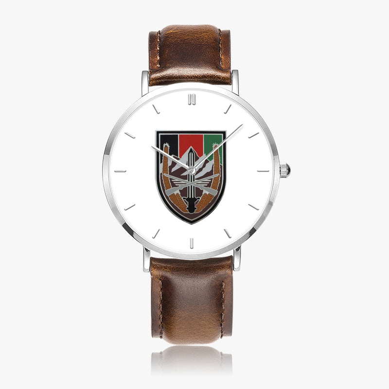 Top View - US Forces Afghanistan Ultra Thin Watch (Brown Strap)