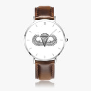 Top View - Basic Parachutist Ultra Thin Watch (Brown Strap)