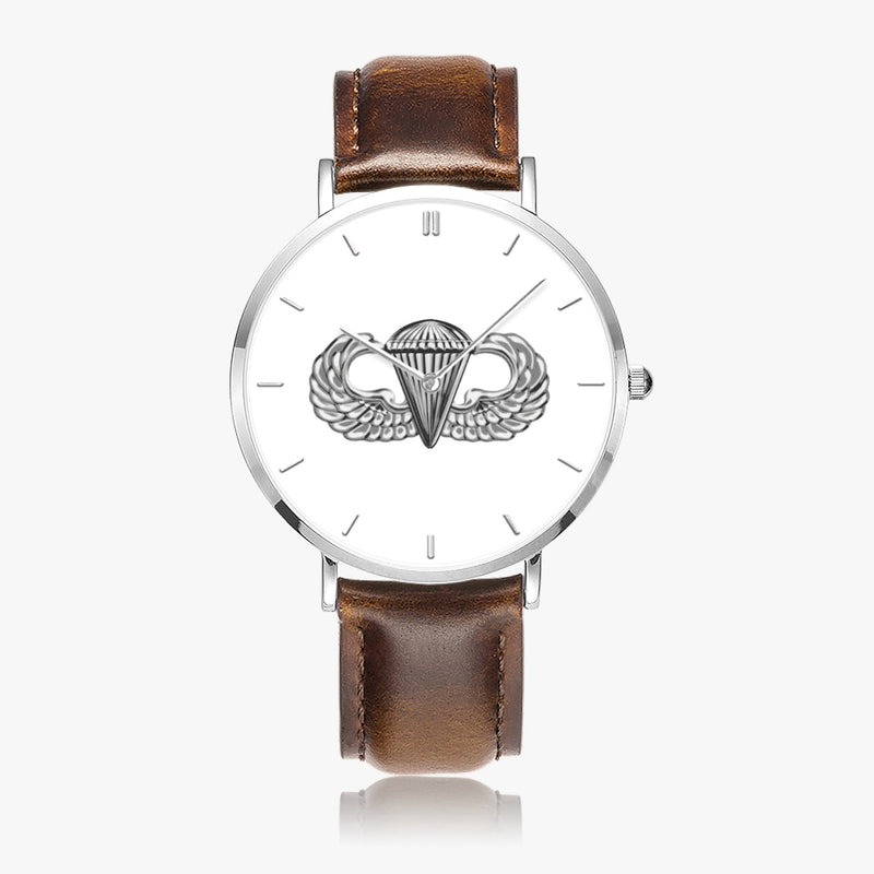 Top View - Basic Parachutist Ultra Thin Watch (Brown Strap)