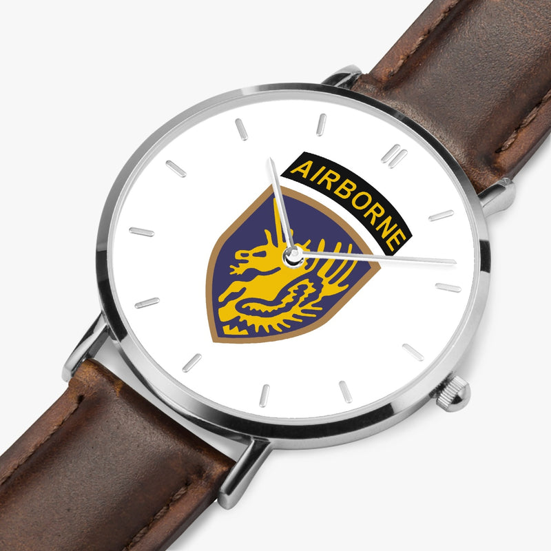 Perspective View - 13th Airborne Division Ultra Thin Watch (White Strap)