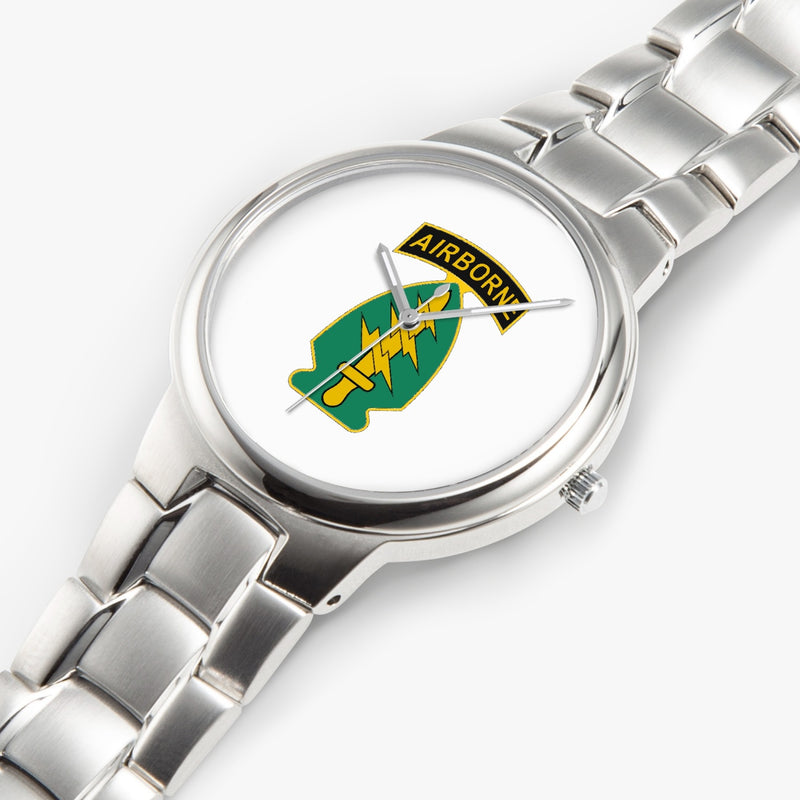 Top View - Special Forces Airborne-Silver Stainless Steel Silver Quartz Watch