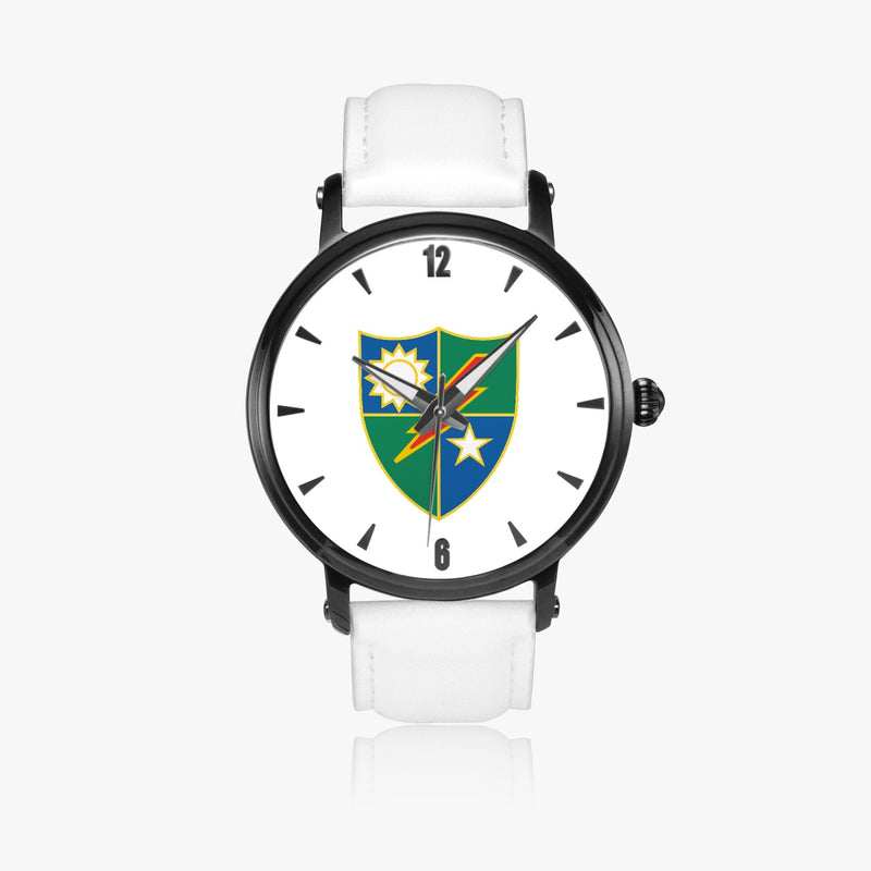 75th Ranger Regiment-46mm Automatic Watch with a White Leather Band