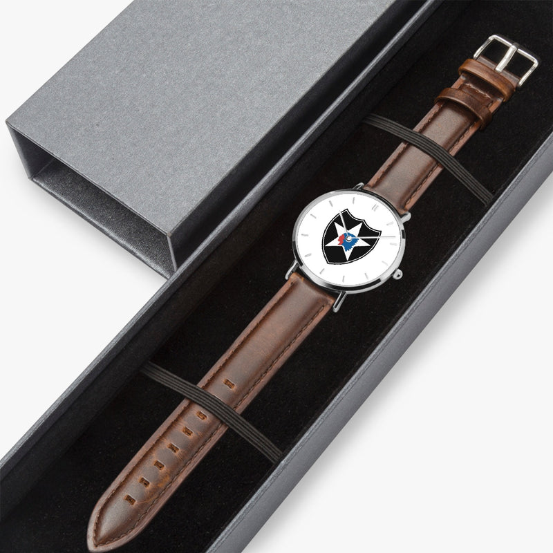 Watch Case with 2nd Infantry Division Ultra Thin Watch (Brown Strap)