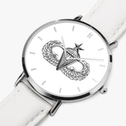 Perspective View - Senior Parachutist Ultra Thin Watch (White Strap)
