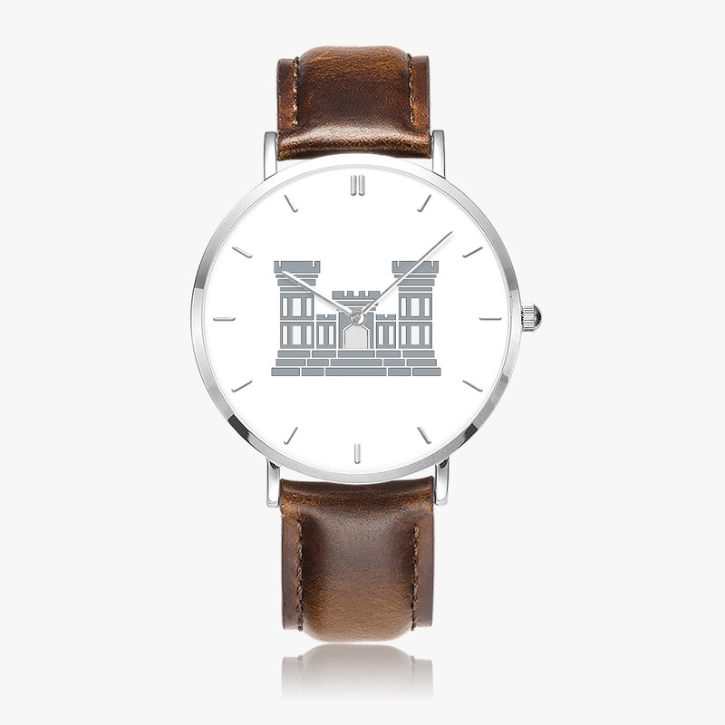 Top View - Combat Engineer Ultra Thin Watch (Brown Strap)
