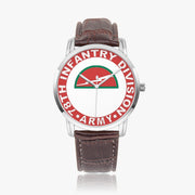 78th Infantry Division-Wide Type Silver Watch with a Brown Leather Band